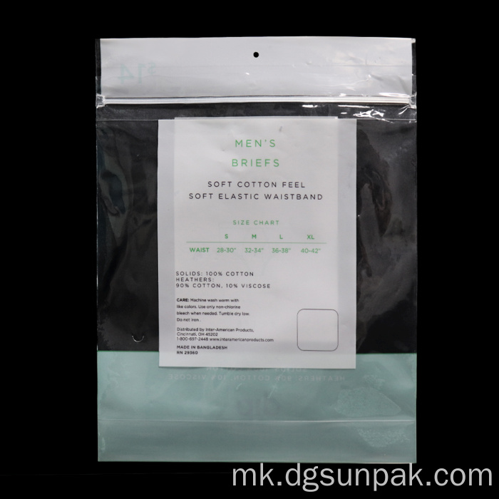 Градник гаќи Пластични кеси за пакување со дупка за закачување